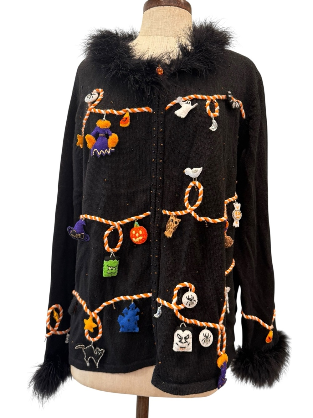Storybook knits Halloween costume line faux fur cardigan